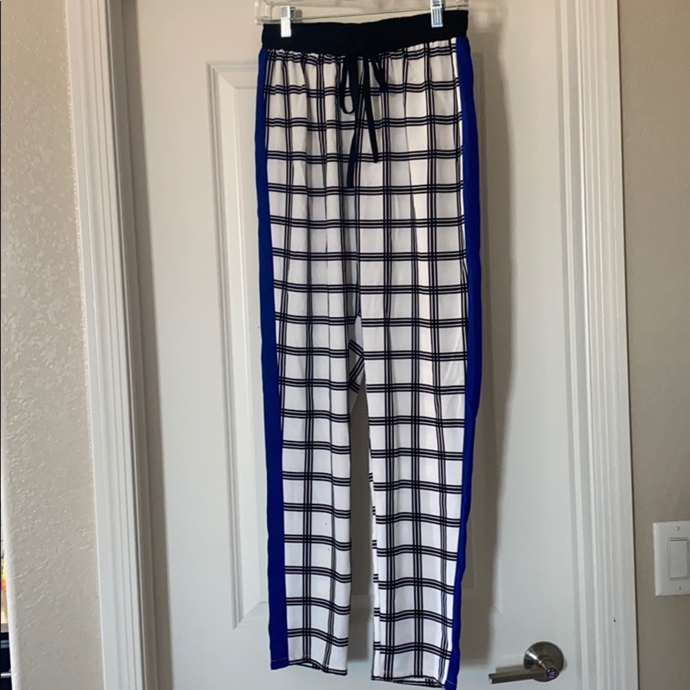 Blue & Black Plaid Pants